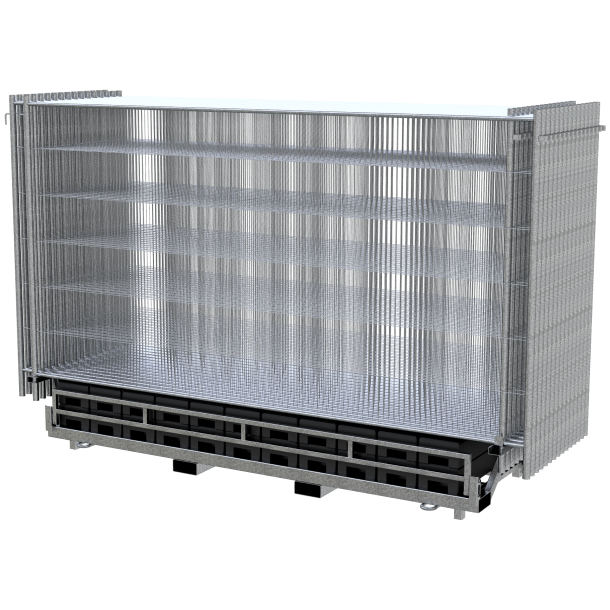 SET | with 30 construction fences and accessories | on Twinpallet | Mobile fence profi | with hooks and eyes, without connecting clamps